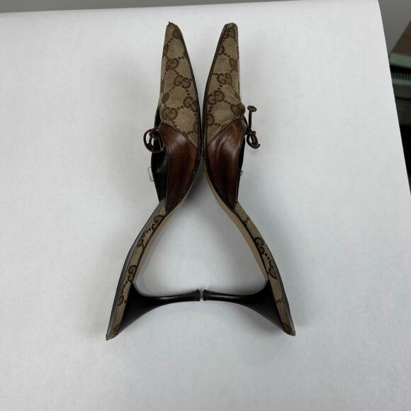 Vintage Gucci Tom Ford Monogram Cut Out Kitten Heels Mules Women's 8.5B - Picture 7 of 14